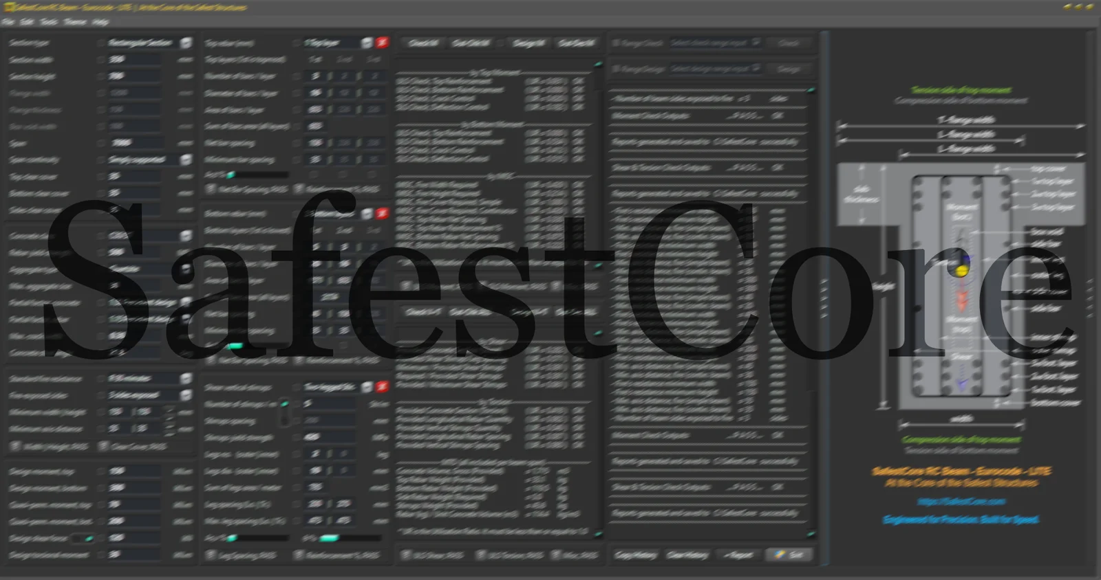 Protected RCBeam Eurocode software interface preview